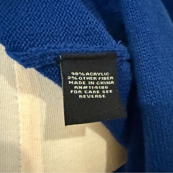 “Happy Challa Days” Knit Sweater Size L Royal Blue Hanukkah MenorahJewishHoliday - Picture 8 of 10